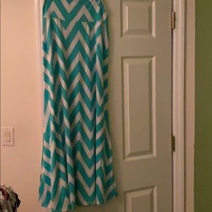 Mint and white chevron maxi skirt